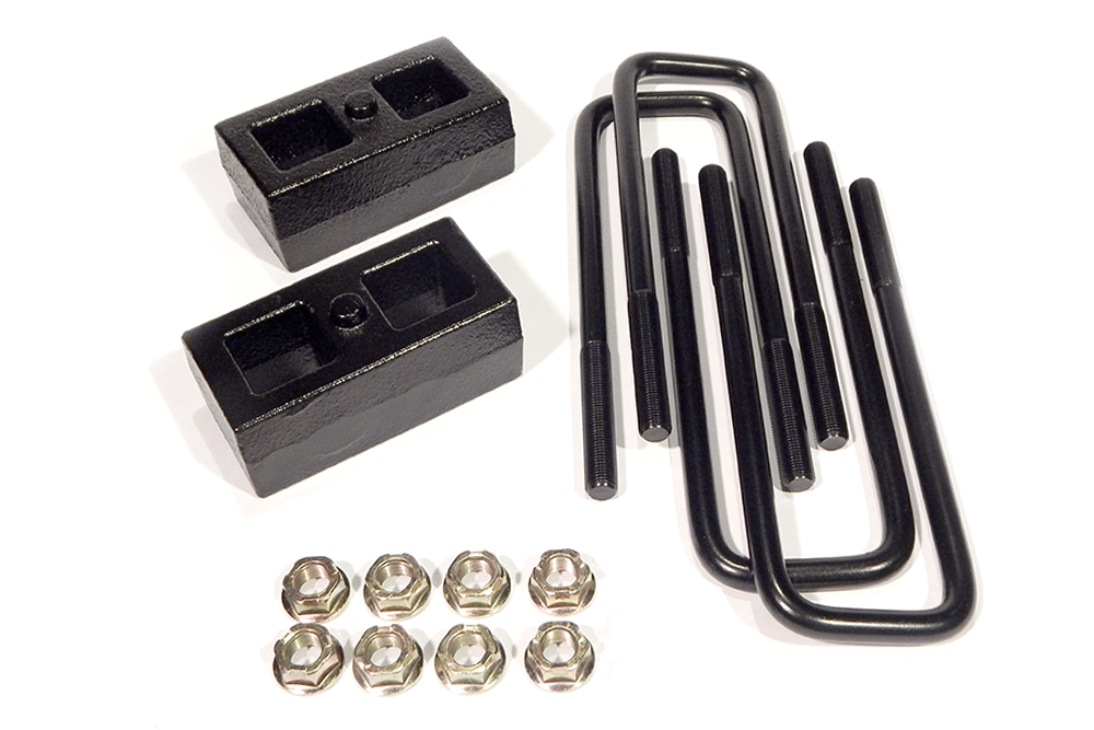 J2 Engineering 2-Inch Rear Lift Block Kit For Toyota Tundra 1999-2021 - Leveling Kit With U-Bolts