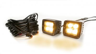 2 INCH SQUARE CUBE LED LIGHTS PAIR CHROME SERIES WHITE AMBER WITH HARNESS 79903